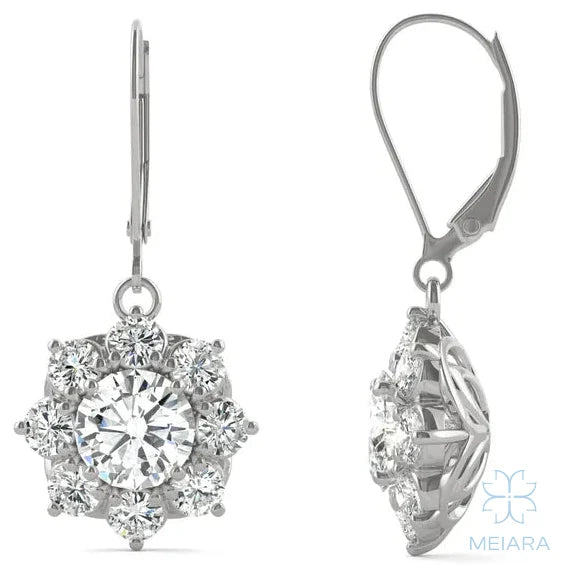 Lyra Brilliant Cluster Halo Drop Earrings