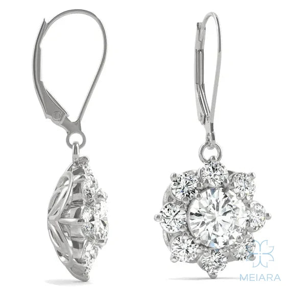 Lyra Brilliant Cluster Halo Drop Earrings