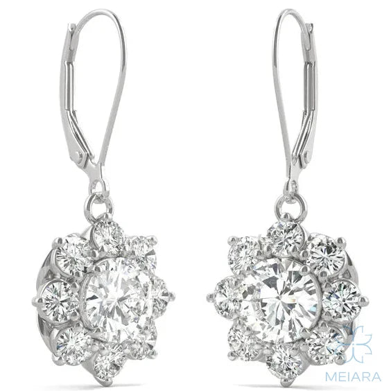 Lyra Brilliant Cluster Halo Drop Earrings