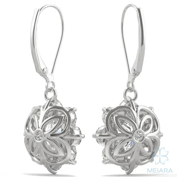 Lyra Brilliant Cluster Halo Drop Earrings