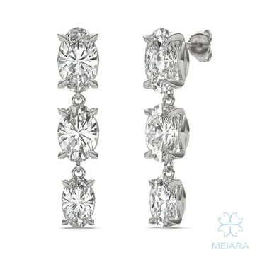 Aria Elongated Oval Three-Stone Graduated Drop Earrings