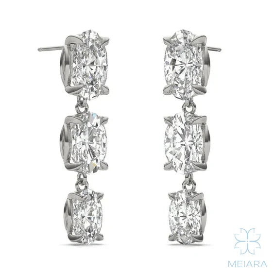 Aria Elongated Oval Three-Stone Graduated Drop Earrings