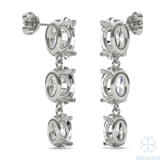 Aria Elongated Oval Three-Stone Graduated Drop Earrings