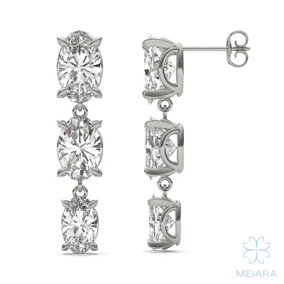 Aria Elongated Oval Three-Stone Graduated Drop Earrings