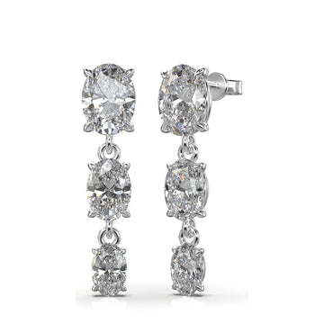Aria Elongated Oval Three-Stone Graduated Drop Earrings
