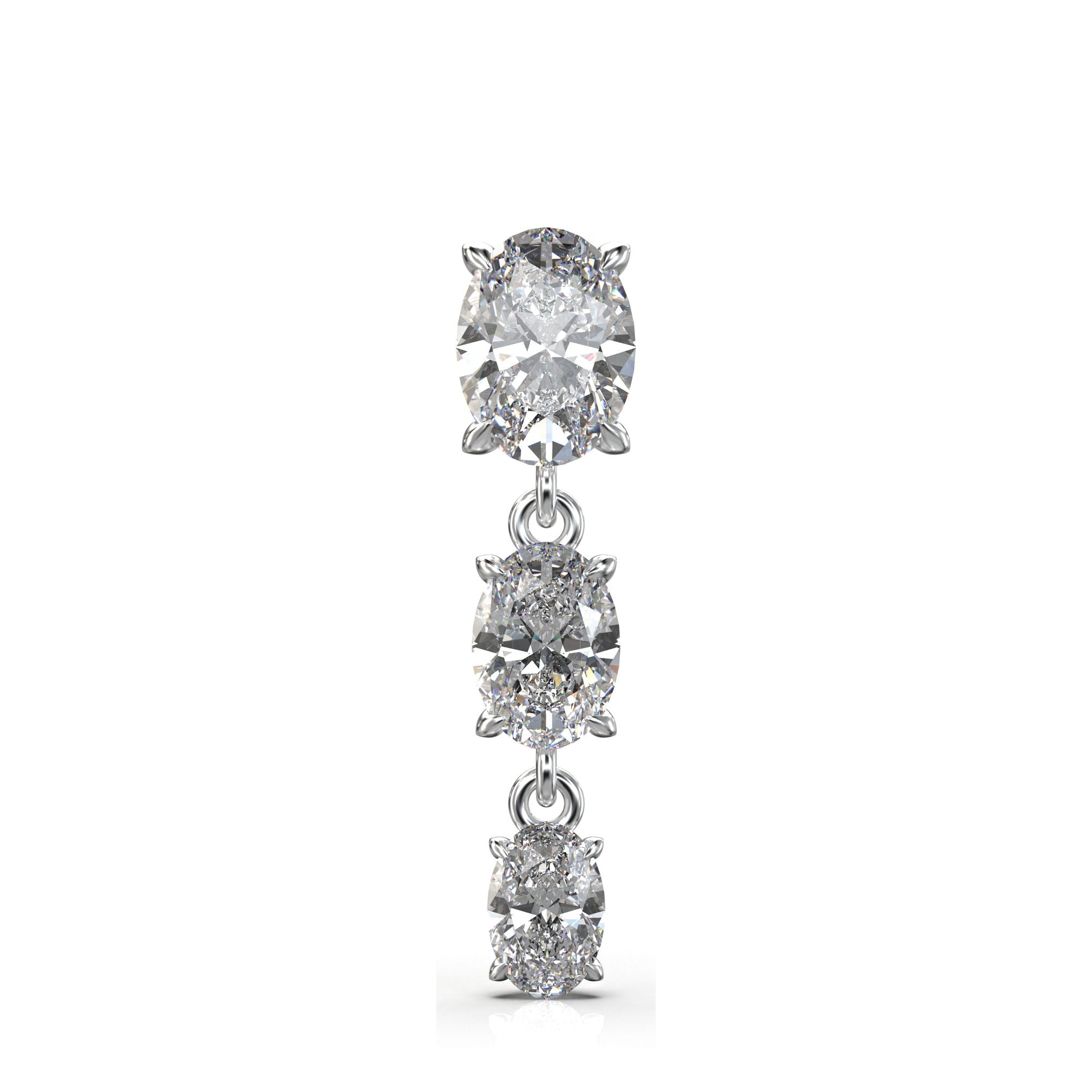Aria Elongated Oval Three-Stone Graduated Drop Earrings