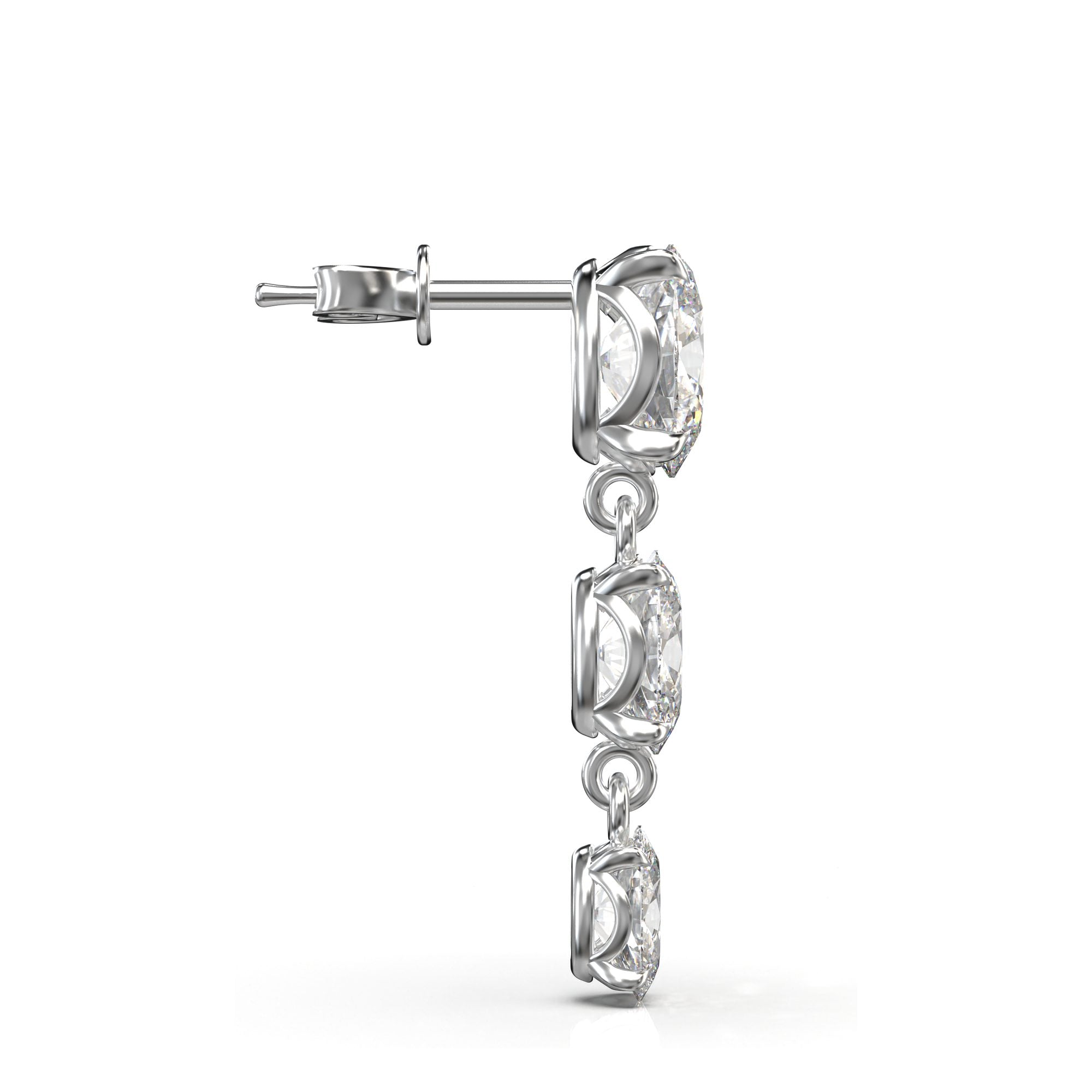 Aria Elongated Oval Three-Stone Graduated Drop Earrings