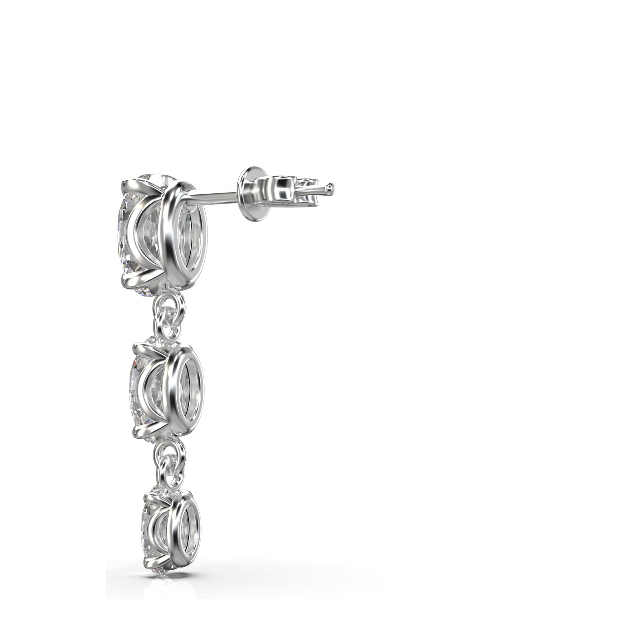 Aria Elongated Oval Three-Stone Graduated Drop Earrings
