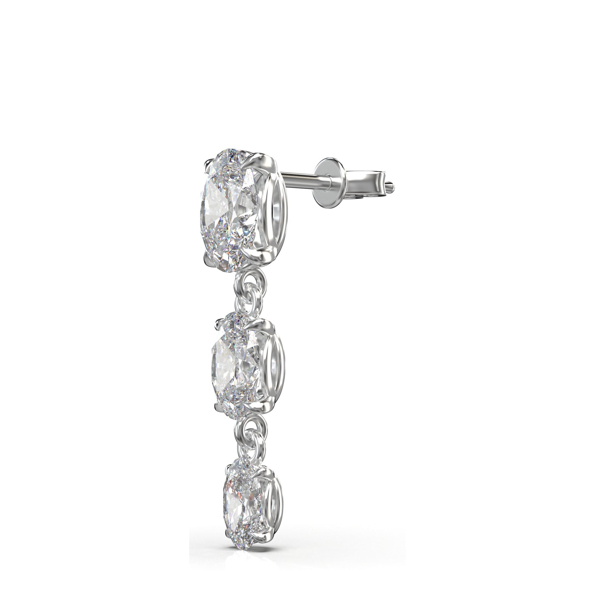 Aria Elongated Oval Three-Stone Graduated Drop Earrings