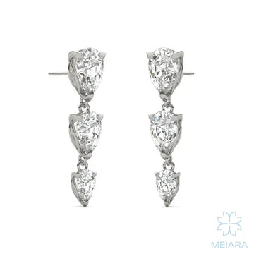 Aria Pear Three-Stone Graduated Drop Earrings