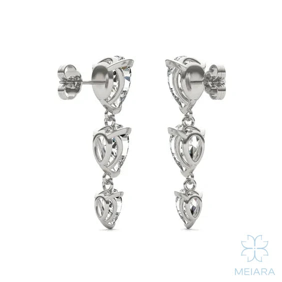 Aria Pear Three-Stone Graduated Drop Earrings