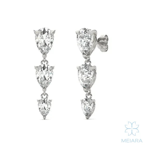 Aria Pear Three-Stone Graduated Drop Earrings