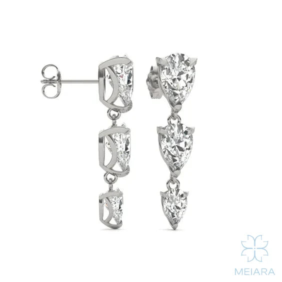Aria Pear Three-Stone Graduated Drop Earrings