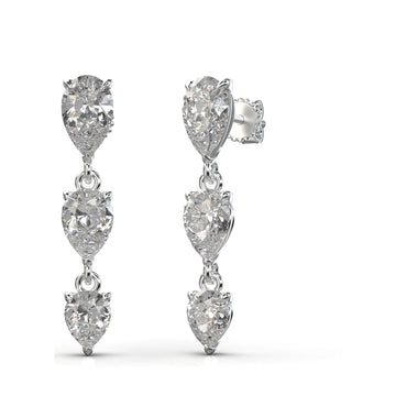 Aria Pear Three-Stone Graduated Drop Earrings