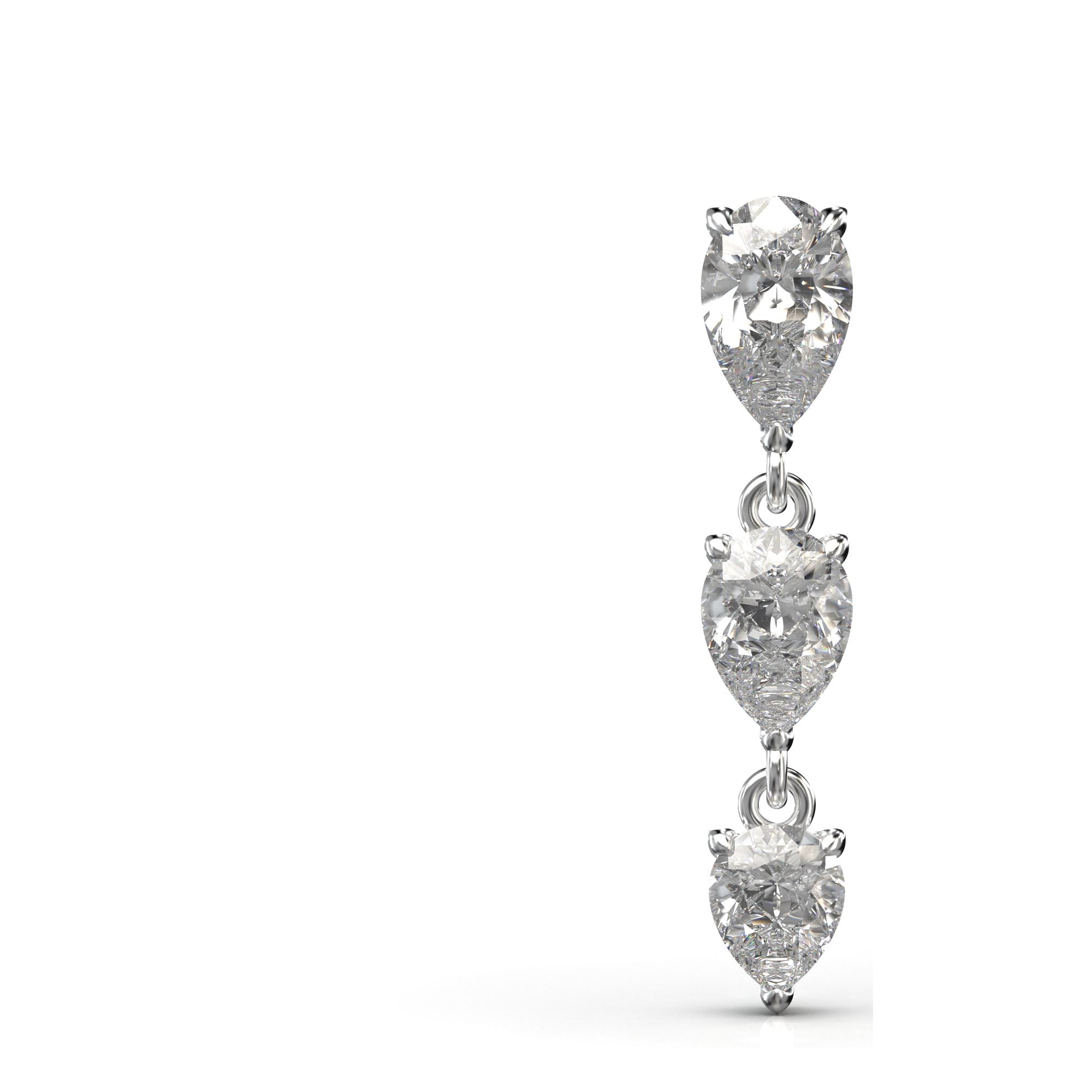 Aria Pear Three-Stone Graduated Drop Earrings
