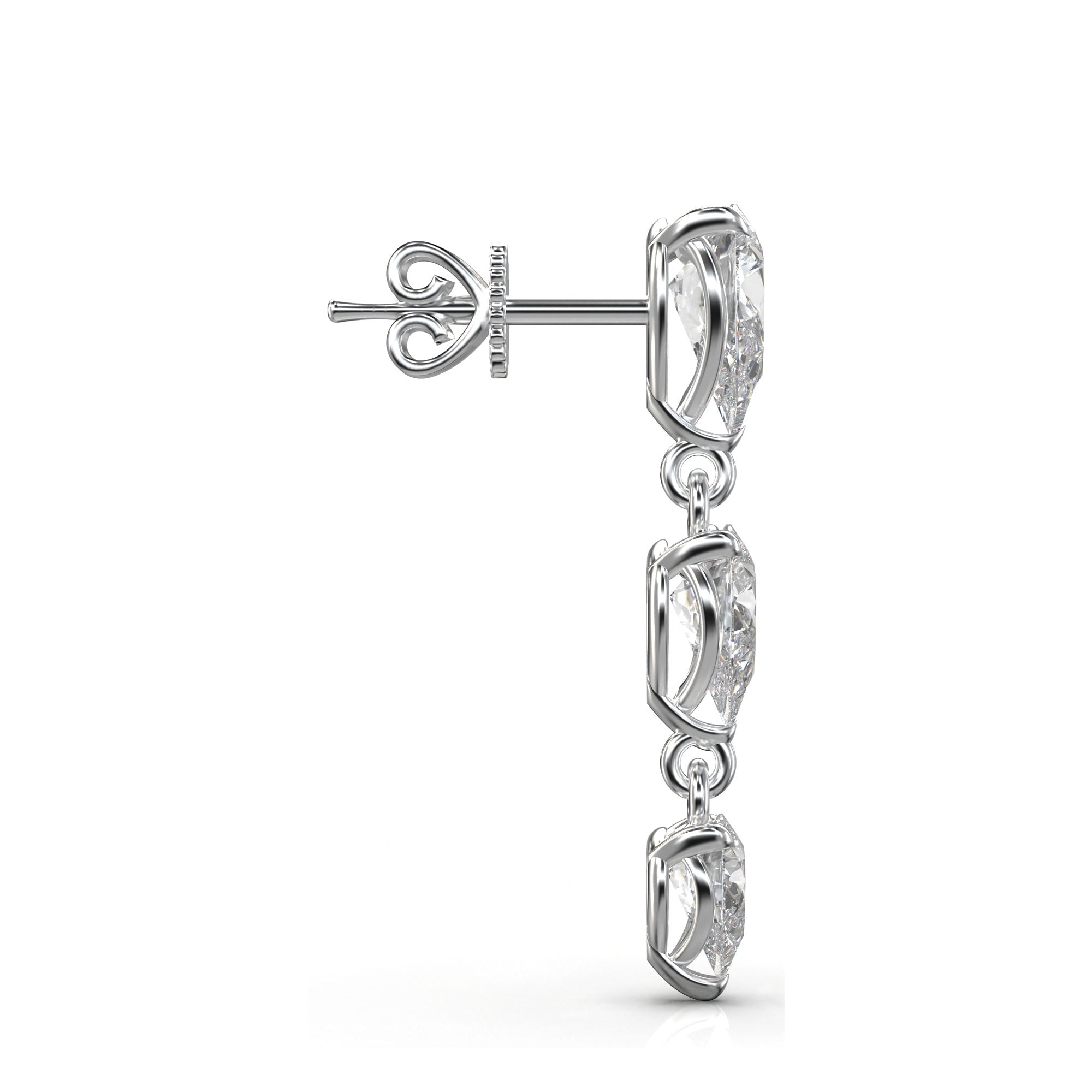 Aria Pear Three-Stone Graduated Drop Earrings