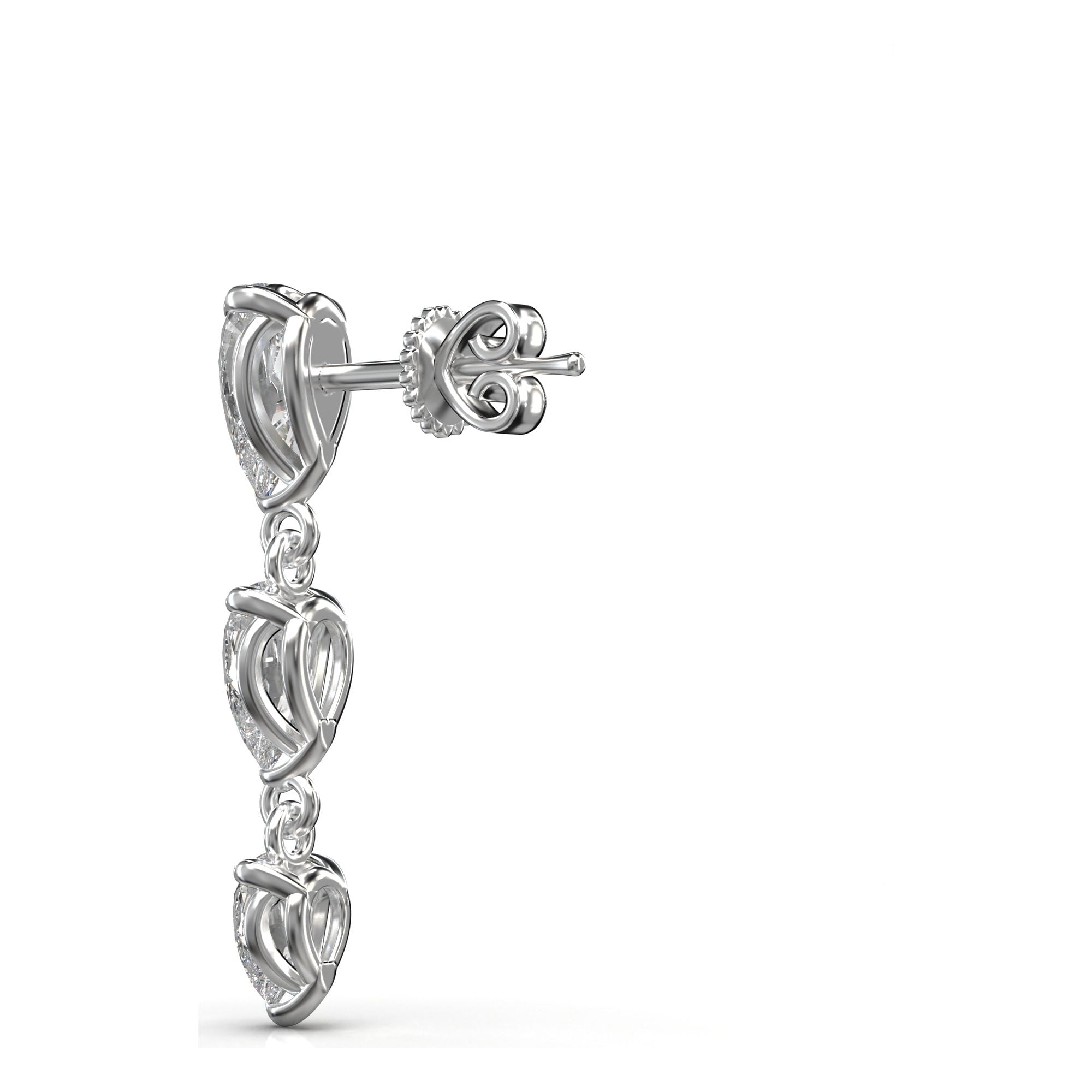 Aria Pear Three-Stone Graduated Drop Earrings