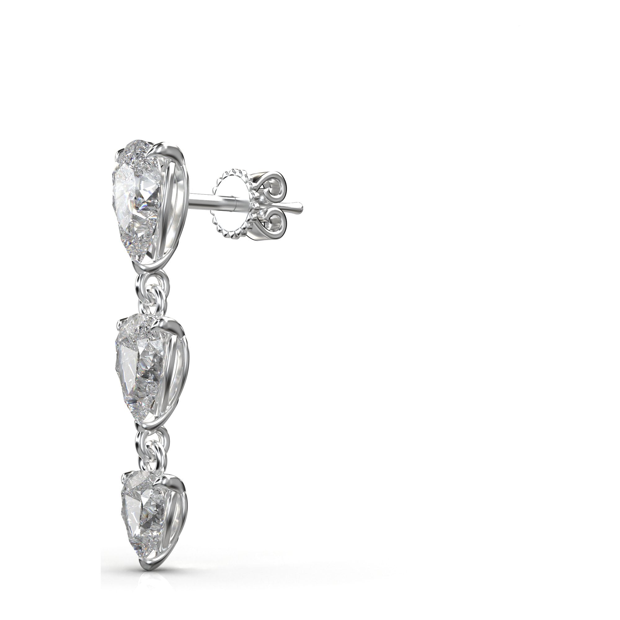 Aria Pear Three-Stone Graduated Drop Earrings