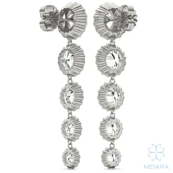 Iris Round Radiant Five-Stone Graduated Halo Drop Earrings