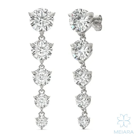 Aria Round Brilliant Five-Stone Graduated Drop Earrings