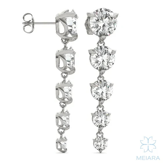 Aria Round Brilliant Five-Stone Graduated Drop Earrings