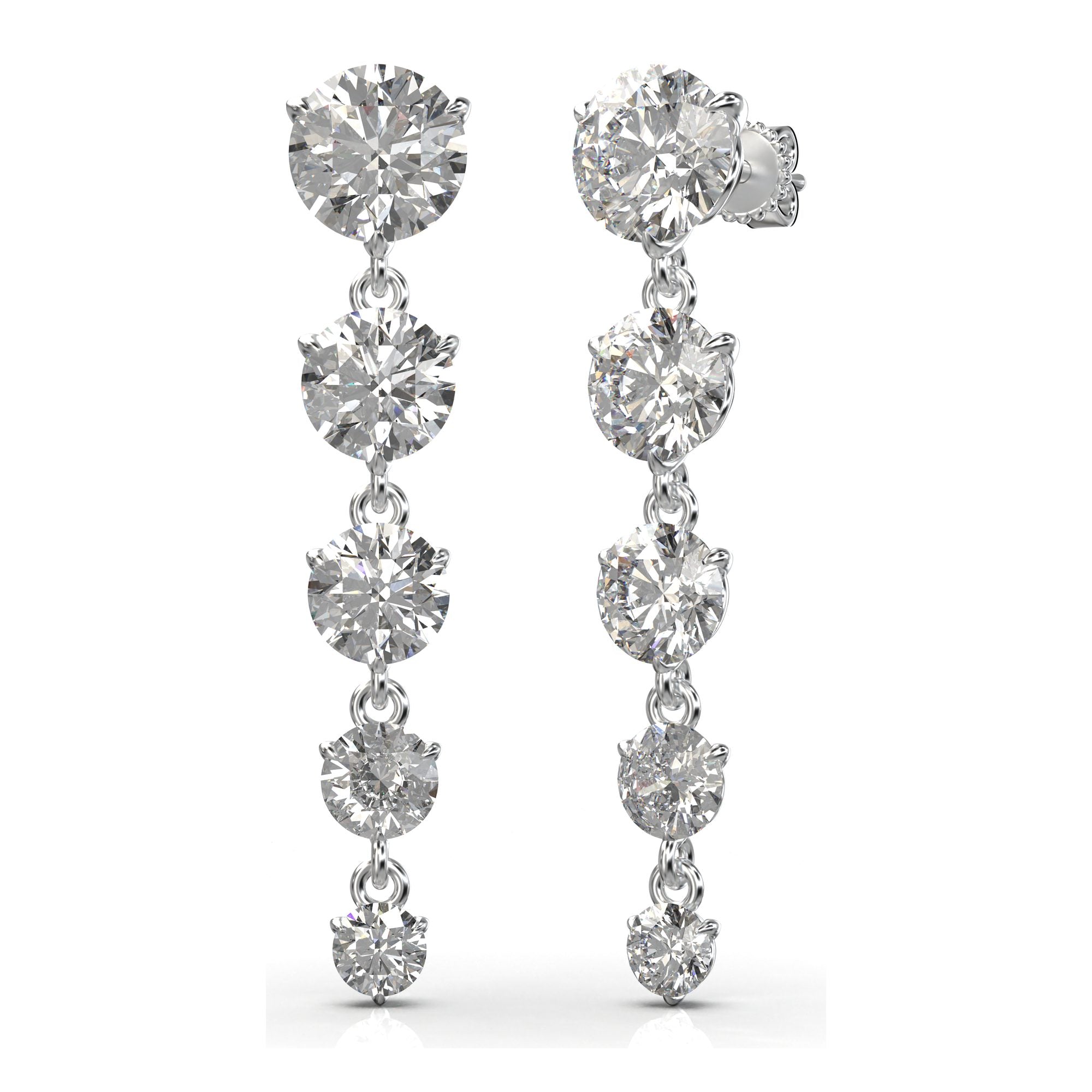 Aria Round Brilliant Five-Stone Graduated Drop Earrings