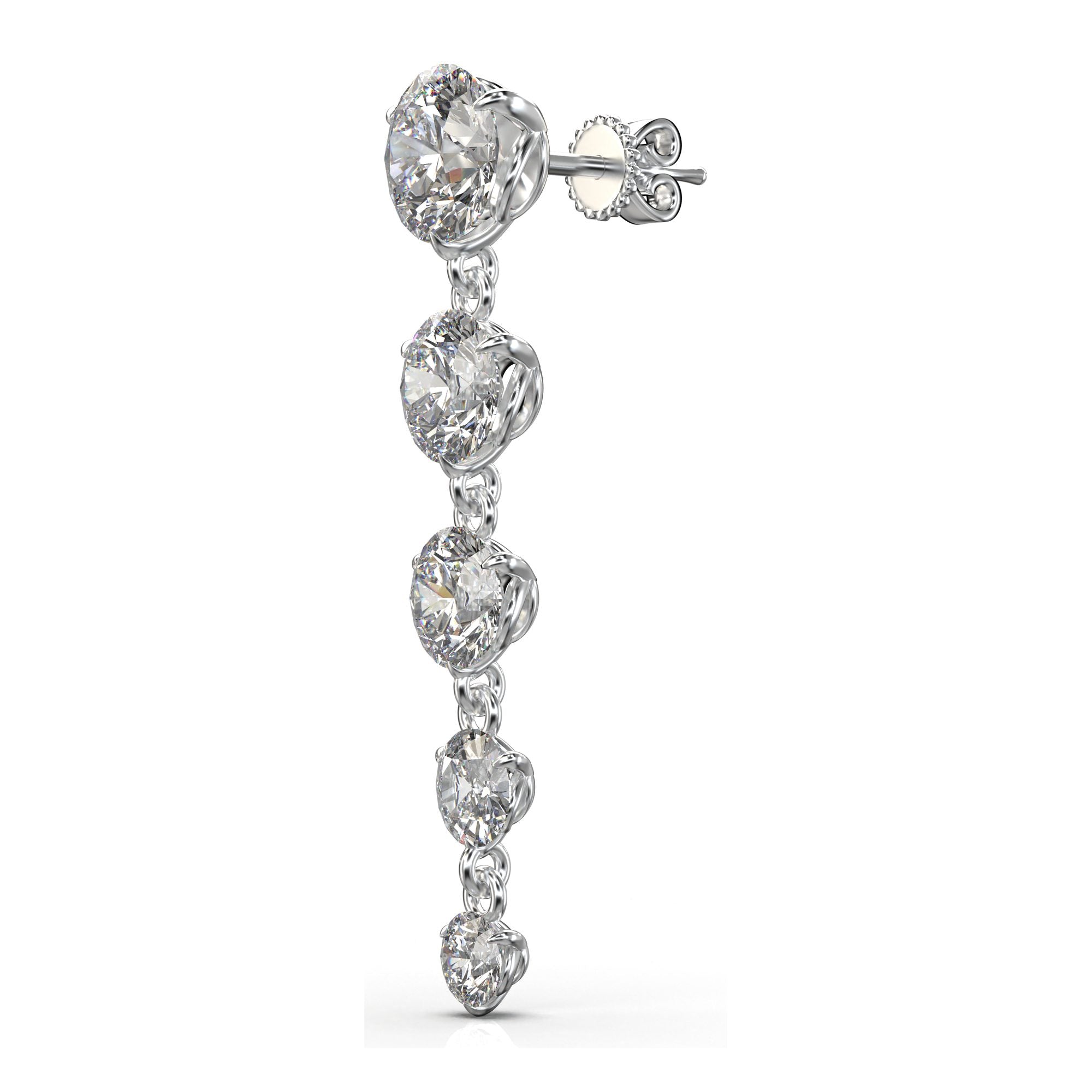 Aria Round Brilliant Five-Stone Graduated Drop Earrings