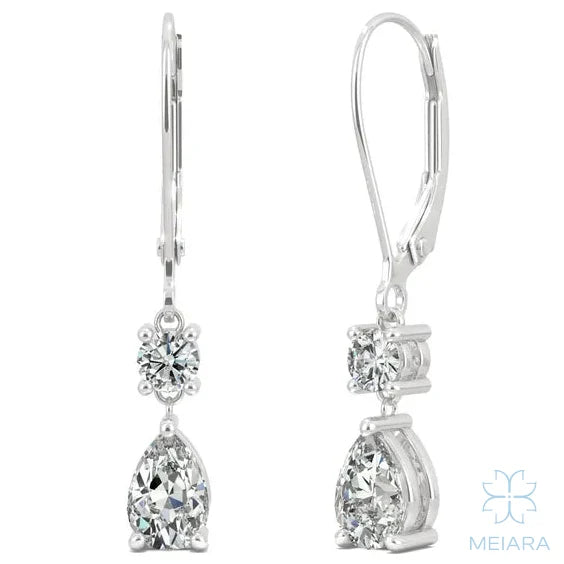 Aria Two Stone Classic Lback Drop Earrings