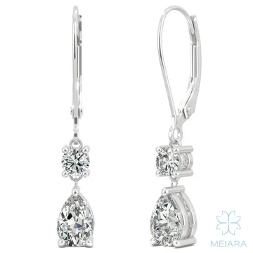 Aria Two Stone Classic Lback Drop Earrings