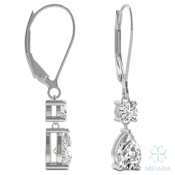 Aria Two Stone Classic Lback Drop Earrings