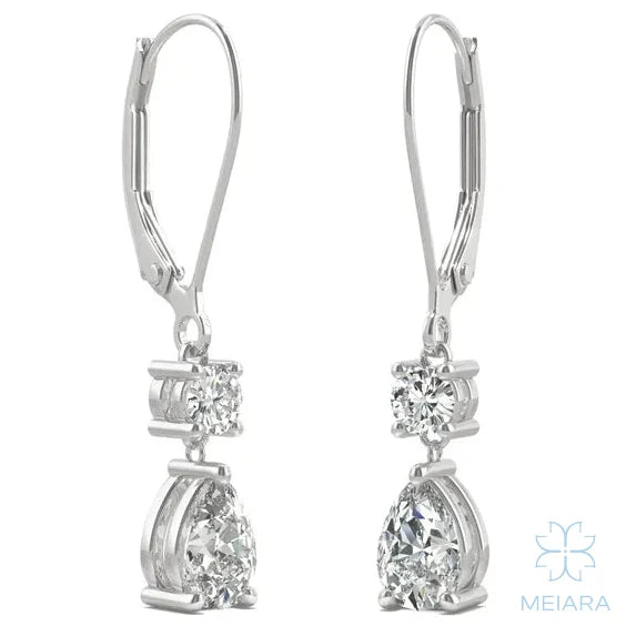 Aria Two Stone Classic Lback Drop Earrings
