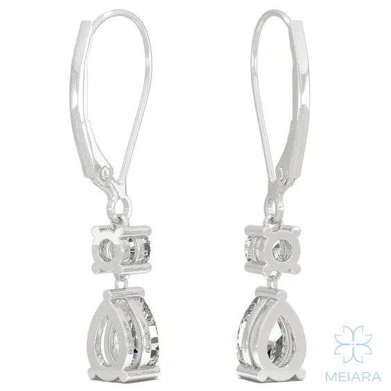 Aria Two Stone Classic Lback Drop Earrings