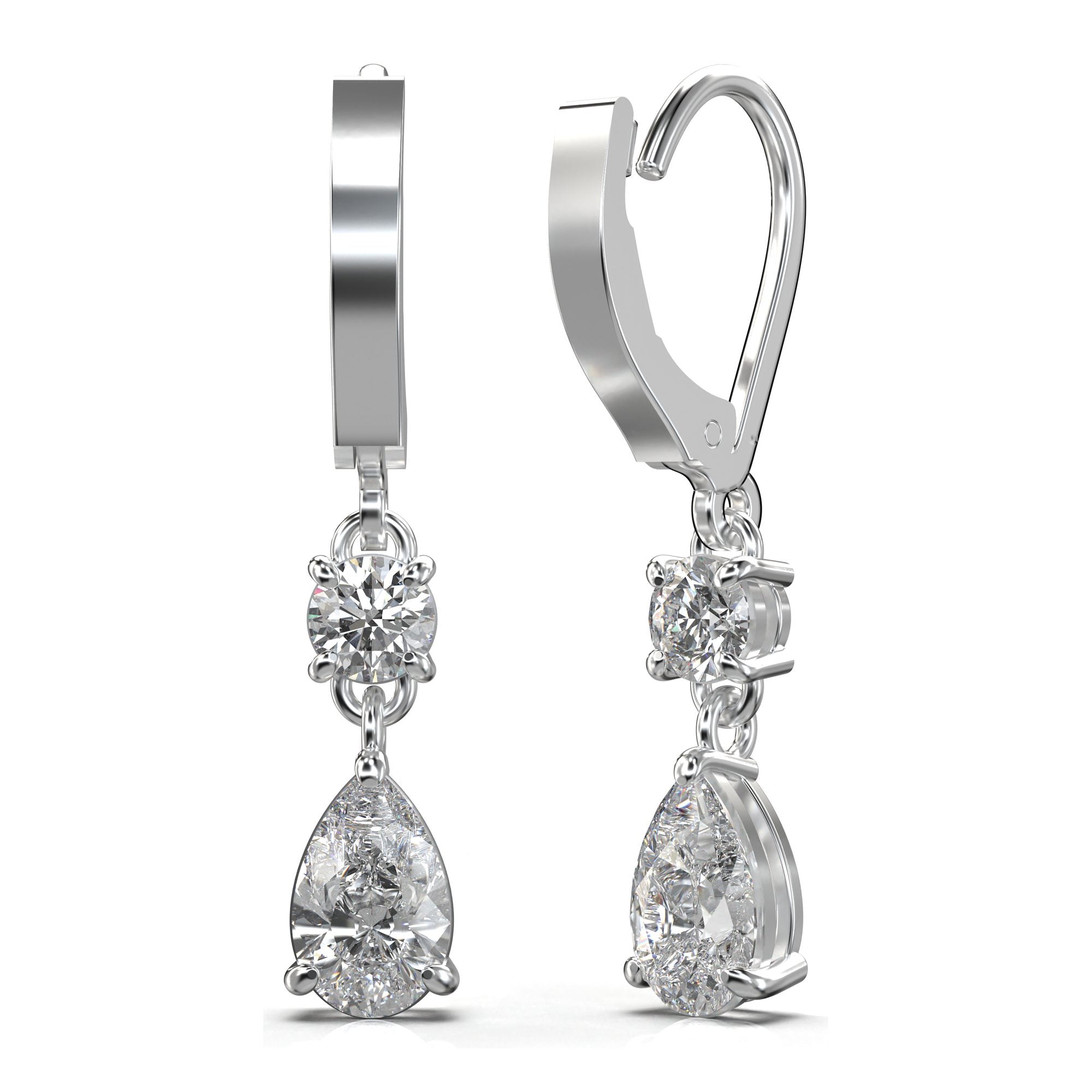Aria Two Stone Classic Lback Drop Earrings