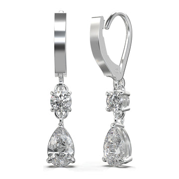 Aria Two Stone Classic Lback Drop Earrings