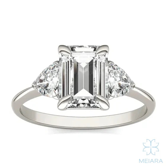 Eve Emerald Claw Prong Three-Stone Ring