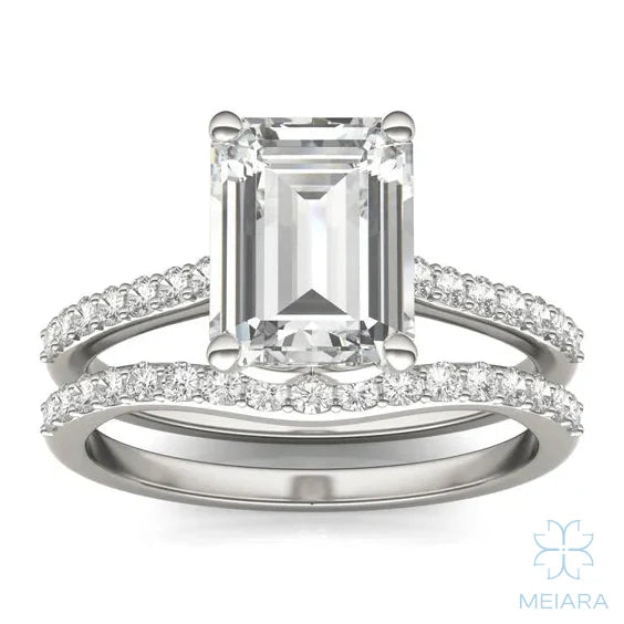 Eve Emerald Radiant Side-Stone Bridal Set