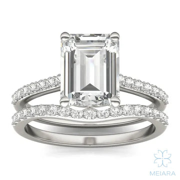 Eve Emerald Radiant Side-Stone Bridal Set