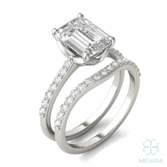 Eve Emerald Radiant Side-Stone Bridal Set