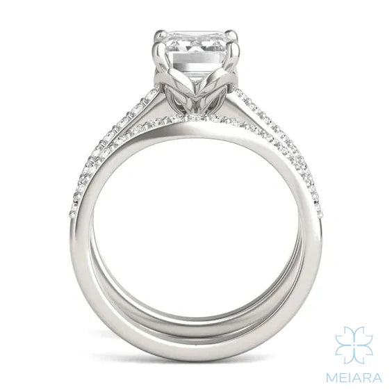 Eve Emerald Radiant Side-Stone Bridal Set