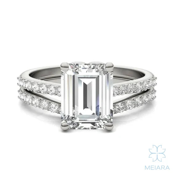 Eve Emerald Radiant Side-Stone Bridal Set