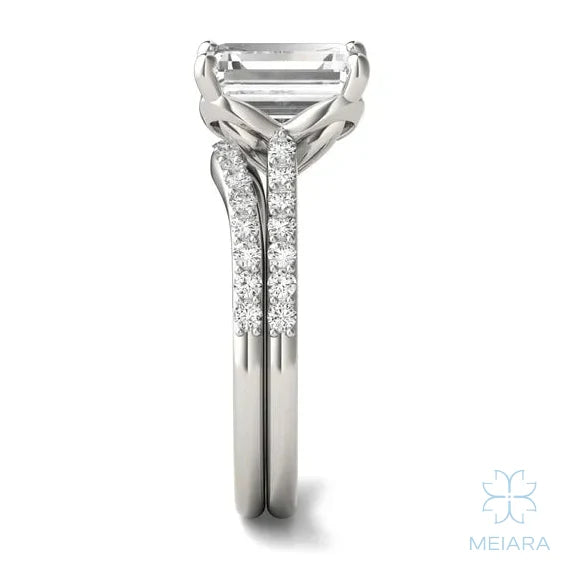 Eve Emerald Radiant Side-Stone Bridal Set