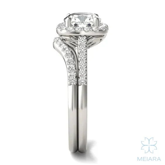 Iris Cushion Accented Halo Bridal Set
