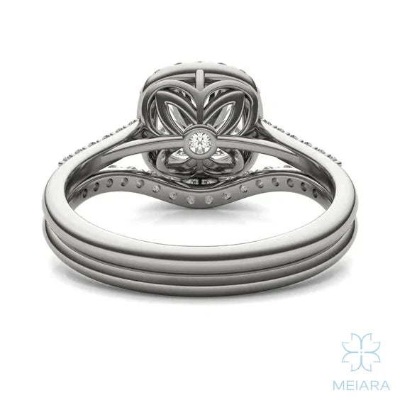 Iris Cushion Accented Halo Bridal Set