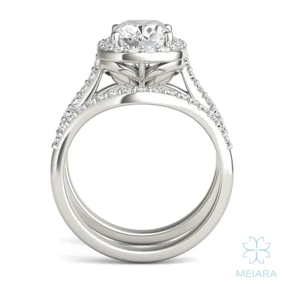 Iris Elongated Cushion Accented Halo Bridal Set