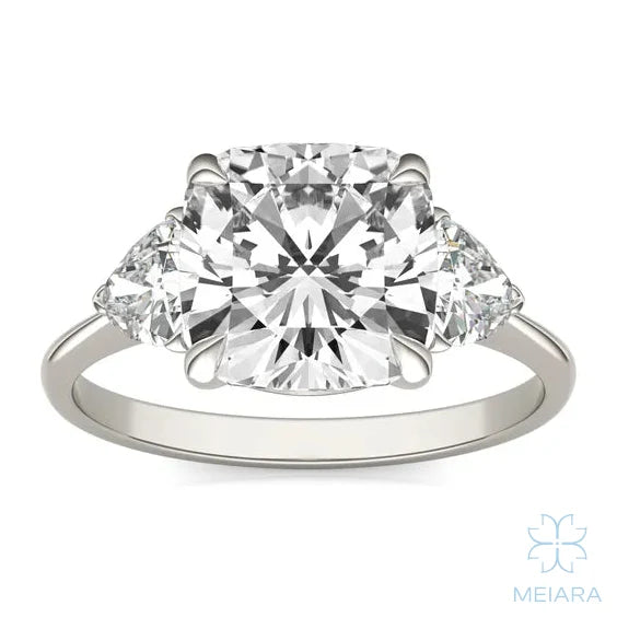 Eve Cushion Claw Prong Three-Stone Ring