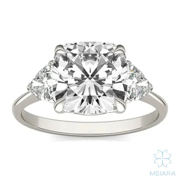 Eve Cushion Claw Prong Three-Stone Ring