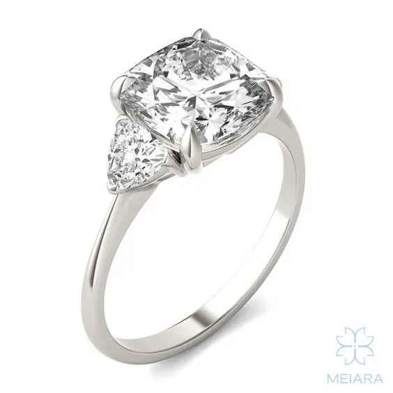Eve Cushion Claw Prong Three-Stone Ring