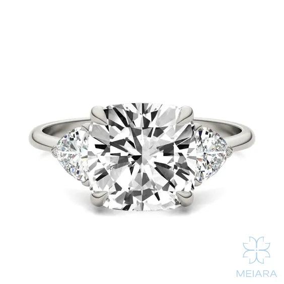 Eve Cushion Claw Prong Three-Stone Ring