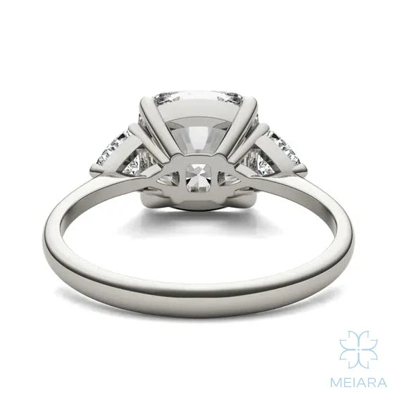 Eve Cushion Claw Prong Three-Stone Ring