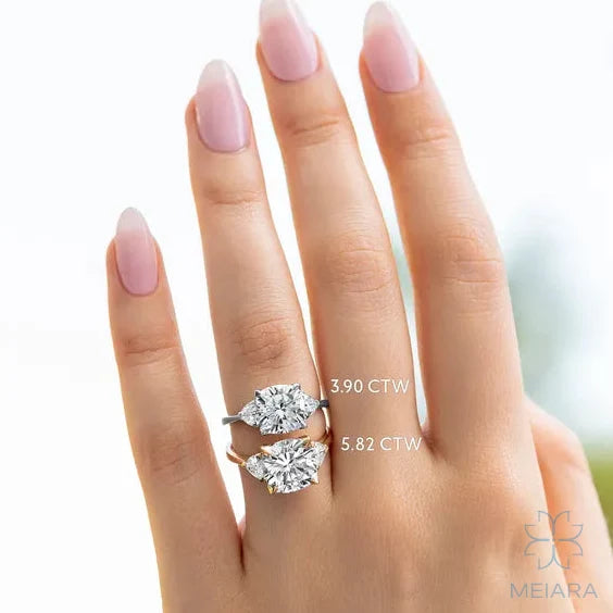 Eve Cushion Claw Prong Three-Stone Ring